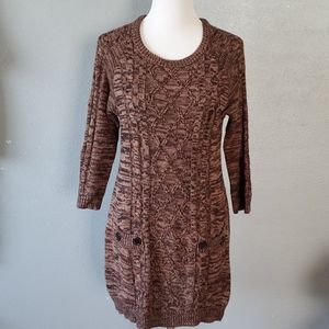 Effeci large sweater knitted pockets midi dress